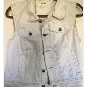 Free People White Denim Jacket Distressed